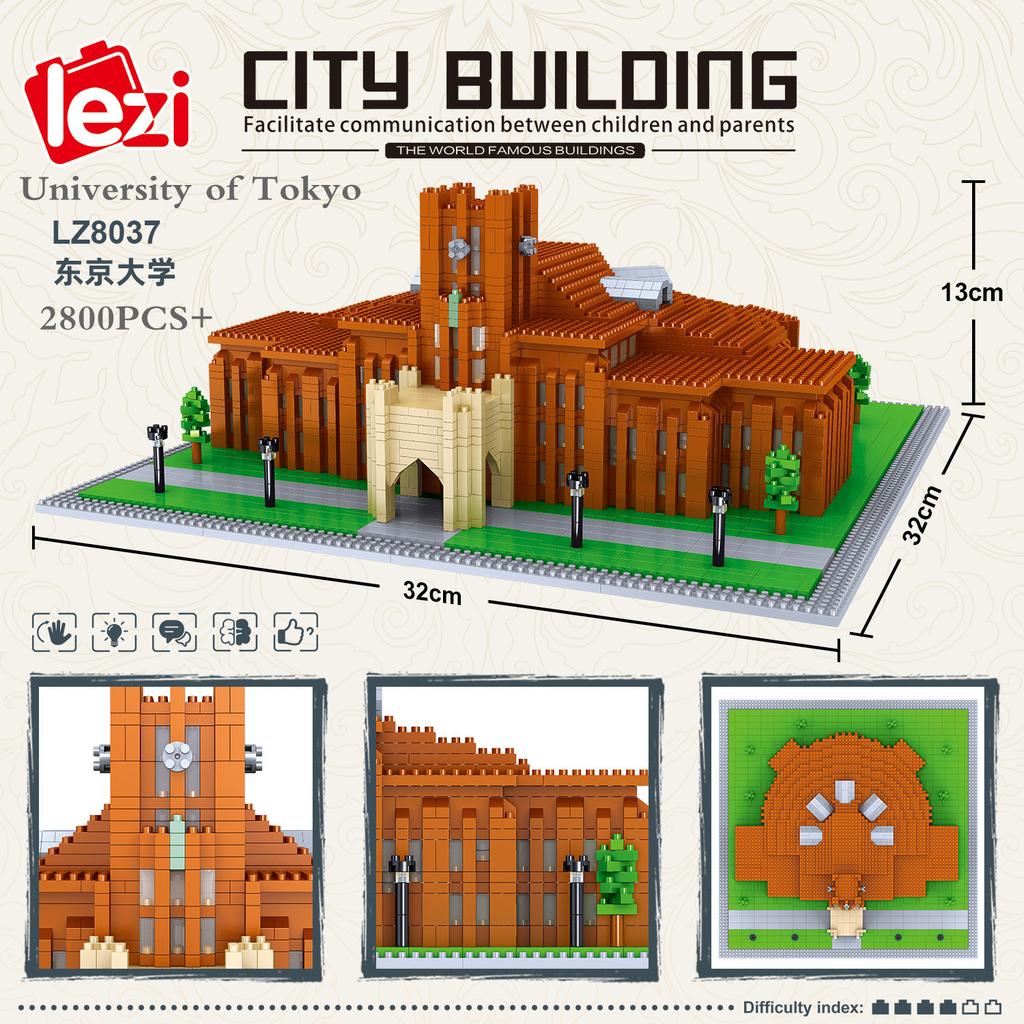 Lezi Mini Blocks Schoole Architecture Adult Assembling Building Bricks Toys For Boy Present Educational Gifts University Model