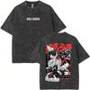 Washed Vintage Anime Baki Hanma T-shirt Men Women Retro Manga Oversized T-shirts Men's Fashion Casual Cotton T Shirts Streetwear