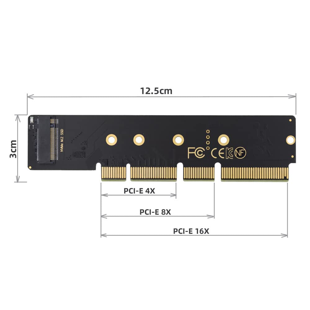 Cablecc NGFF NVMe AHCI SSD to 16X 8X 4X Low Profile SSD with Power 3cm 110mm x 1U Server Mount M.2 M-key PCI-E 3.0 Adapter, Height, 80mm,