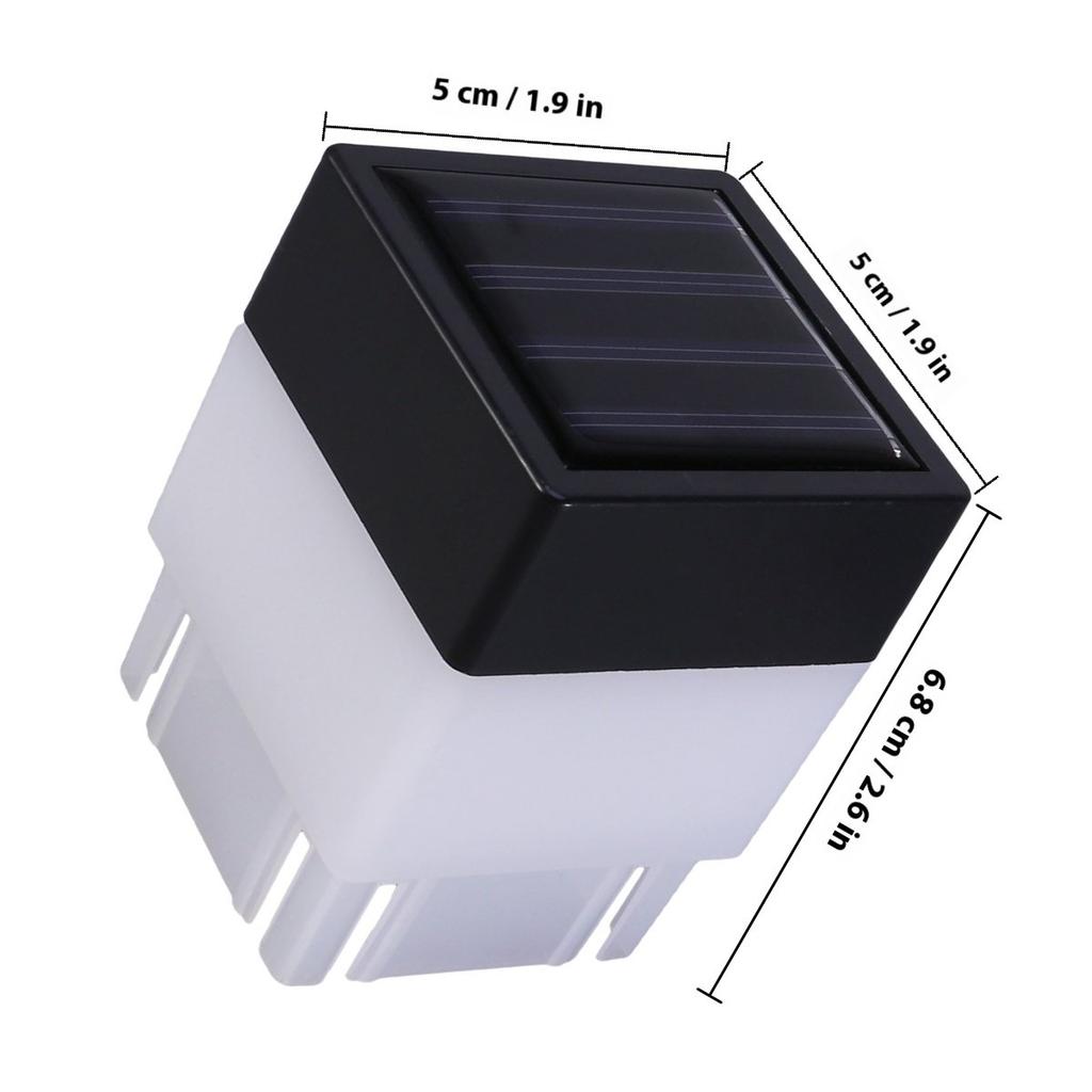 2Pcs Solar Fence Light Outdoor Garden Patio Yard Lamp Monocrystalline Solar Panel High Brightness LED Landscape Lamp White Light