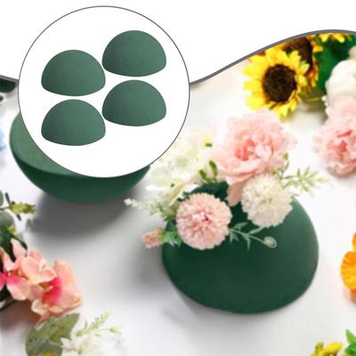 4 Stück Florale Steckschaum-Halbkugeln Pflanzen-Steckschäume Zubehör Dekorative Blöcke Grün für