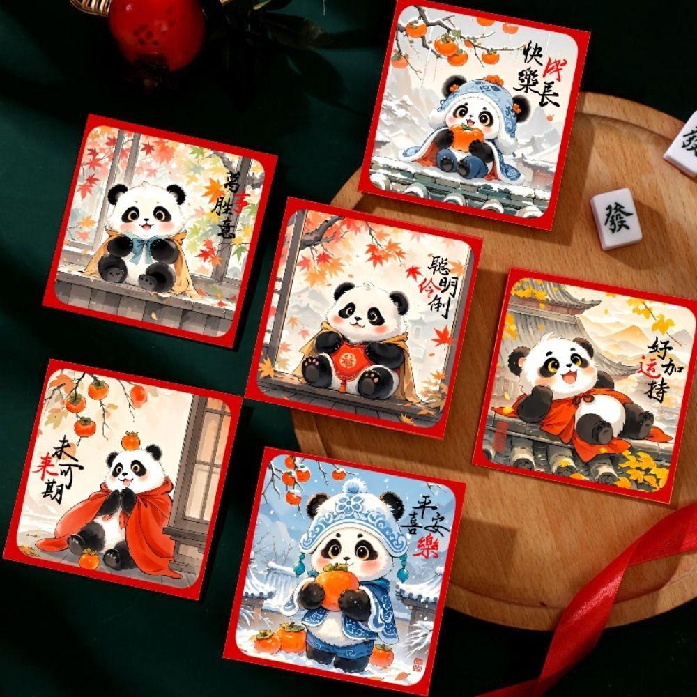 6pcs Cute New Year Panda Red Envelopes Traditional Gifts Packing Bags  Kids Gifts
