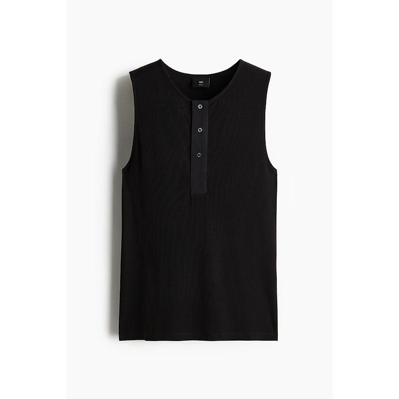 

HM Men s Clothing Vest 2025 Summer New round Neck Trendy Design Sense Slim Version Rib Vest 1260009