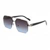 Double beam square sunglasses European and American personality simple half frame pilot anti-ultraviolet sunglasses ladder price