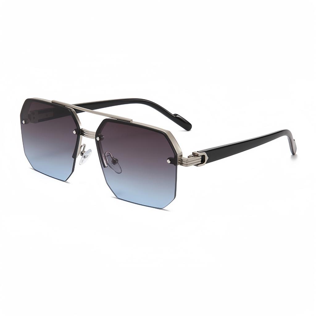 Double beam square sunglasses European and American personality simple half frame pilot anti-ultraviolet sunglasses ladder price