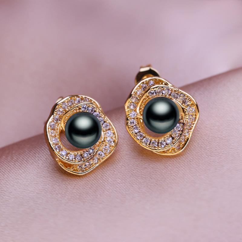 SENIKO Natural Freshwater Pearl Earrings Fashion Leaf Earrings For Women Girl Gift Stud Earrings