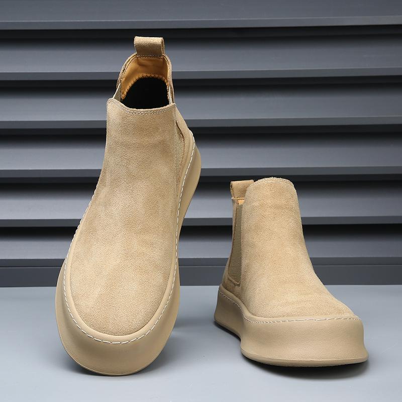 Fashion Ankle Boot New Arrival Men's Chelsea Suede Leather High Tops Shoes Male Walking Sneakers Footwear Zapatos Hombre