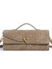 Handmade Woven Retro Soft Leather Accordion Baguette Bag - Solid Color Shoulder Handbag