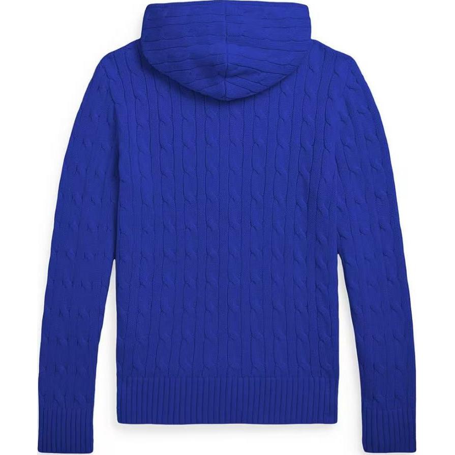 Polo Ralph Lauren Genser FW23 Pony Logo Brodert Hettegenser med Glidelås Langermet Strikket Barnegenser Blå 323951123-004