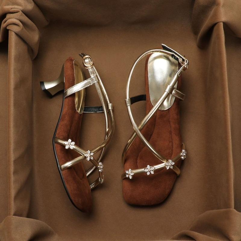 

Модные летние сандалии Eilyken, новая коллекция, гладиаторские, с узкими ремешками, с открытым носком, женские сандалии на тонком низком каблуке, туфли для вечеринок, zapatos de mujer 35 золотой