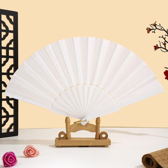 Glitter Powder Folding Fan Hand Held Fan with Plastic Ribs Portable Summer Fan Decoration Dance Performance Props Party Accessories