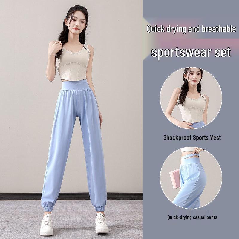 Women's Quick-Dry Purple Fitness Tracksuit: Summer Tank Top & Casual Yoga Pants