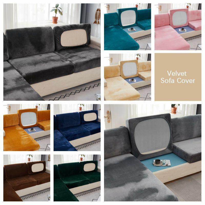 Stretch Velvet Sofa Cushion Cover Elegant Home Decor Velvet Seat Slipcover