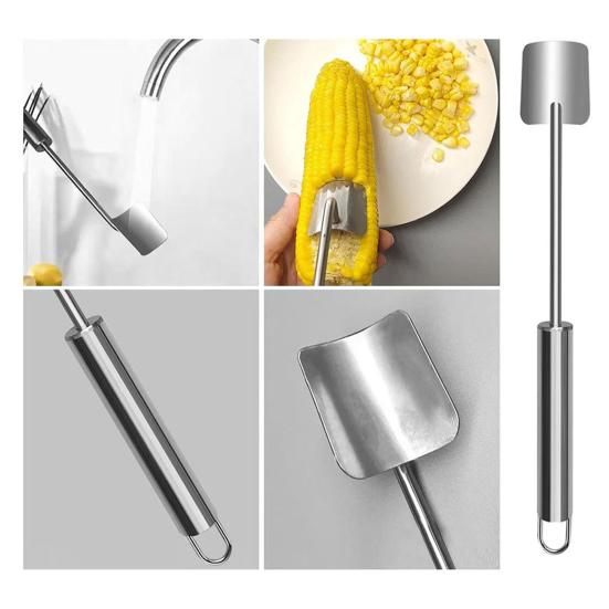 Corn Planer Thresher Stainless Steel Corn Cob Peeler Corn Thresher Tool with Ergonomic Handle for Home Kitchen BBQ