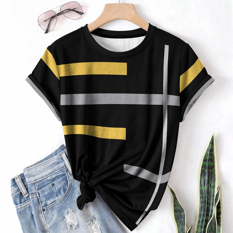 

Геометрическая Повседневная Спортивная Женская Футболка Летняя С Круглым Вырезом С Коротким Рукавом Абстрактная Свободная Дышащая Рубашка 6XL