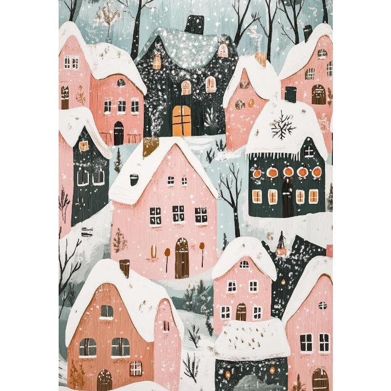 

Современный милый розовый рождественский уютный зимний деревенский городской плакат празднование фестиваля холст картина настенное искусство фермерский дом комната домашний декор 21cm×30cm NoFrame