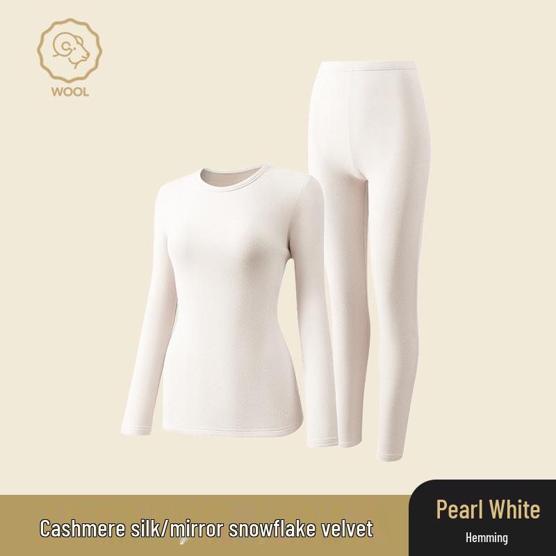 Ropa interior térmica de cachemira y seda alemana: Conjunto Unisex sin Costuras de Cuello Redondo para Otoño e Invierno