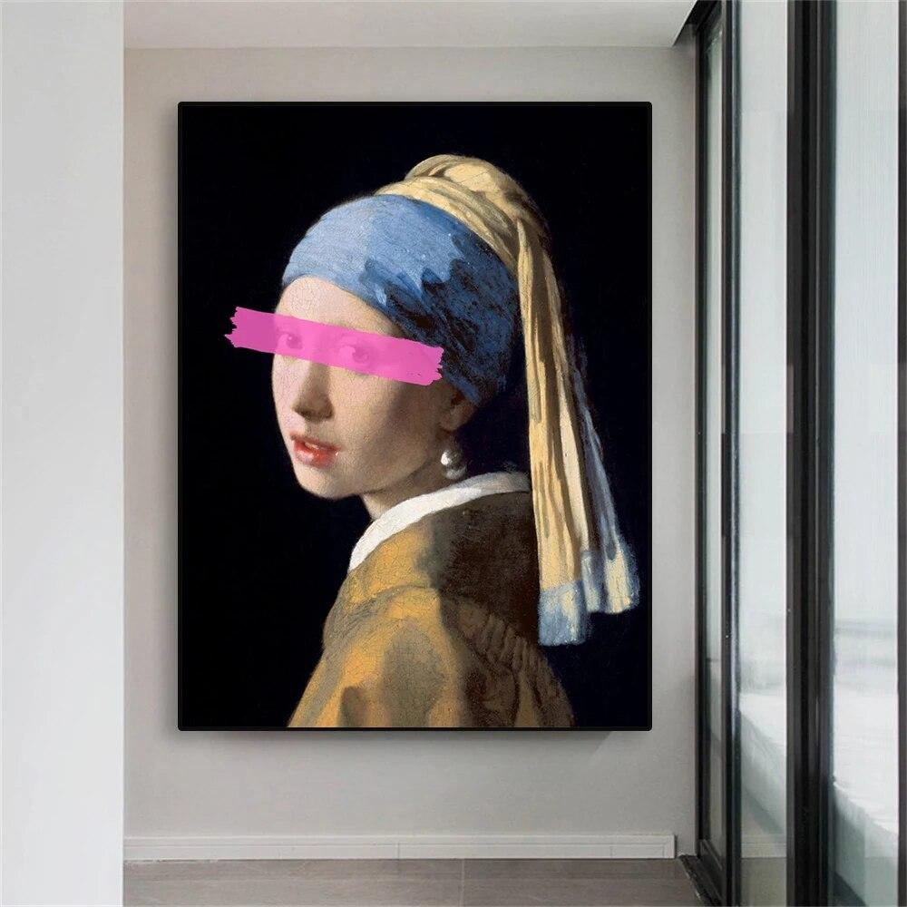 

Девушка с жемчужной серьгой, жевательной резинкой, настенный художественный постер, винтажные художественные принты в стиле Бэнкси, городское искусство, холст, живопись, домашний декор 21cm×30cm NoFrame