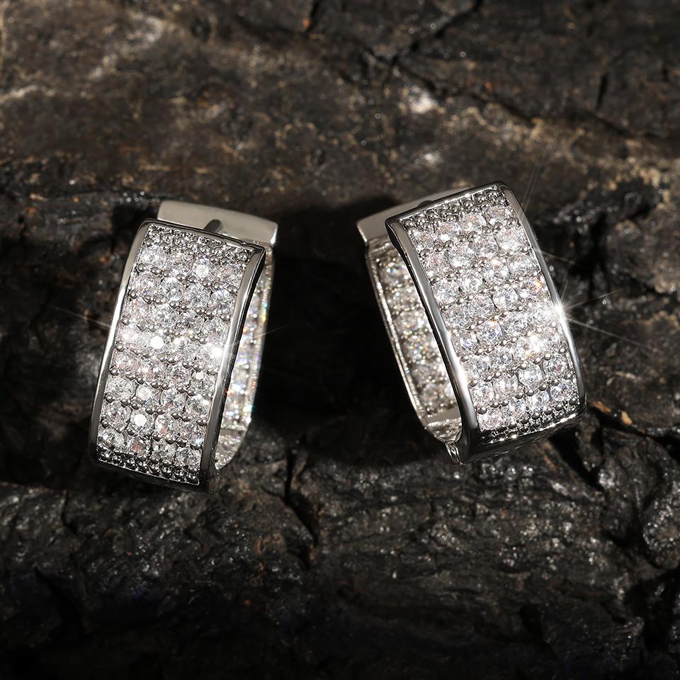ZAKOL Bling Full Cubic Zirconia Hoop Earrings for Women Temperament Female Ear Accessories Luxury Bridal Wedding Zircon