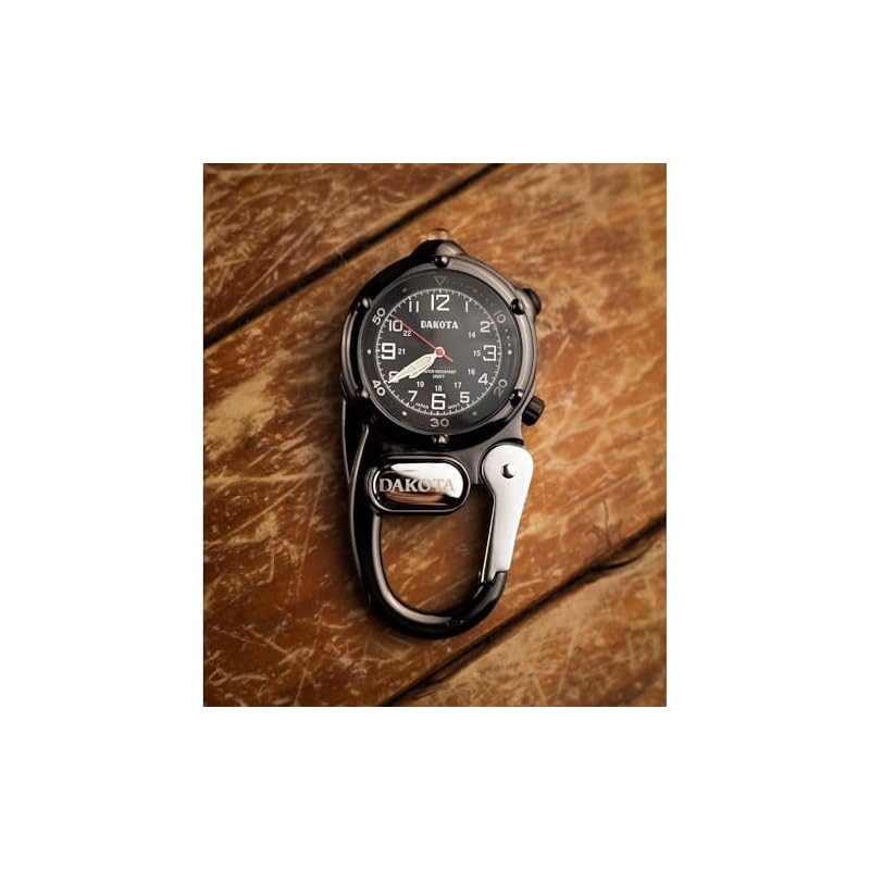 Dakota Pocket Watch with Carabiner, Waterproof, LED Light, for Outdoor Activities, Camping, Hiking, and Travel