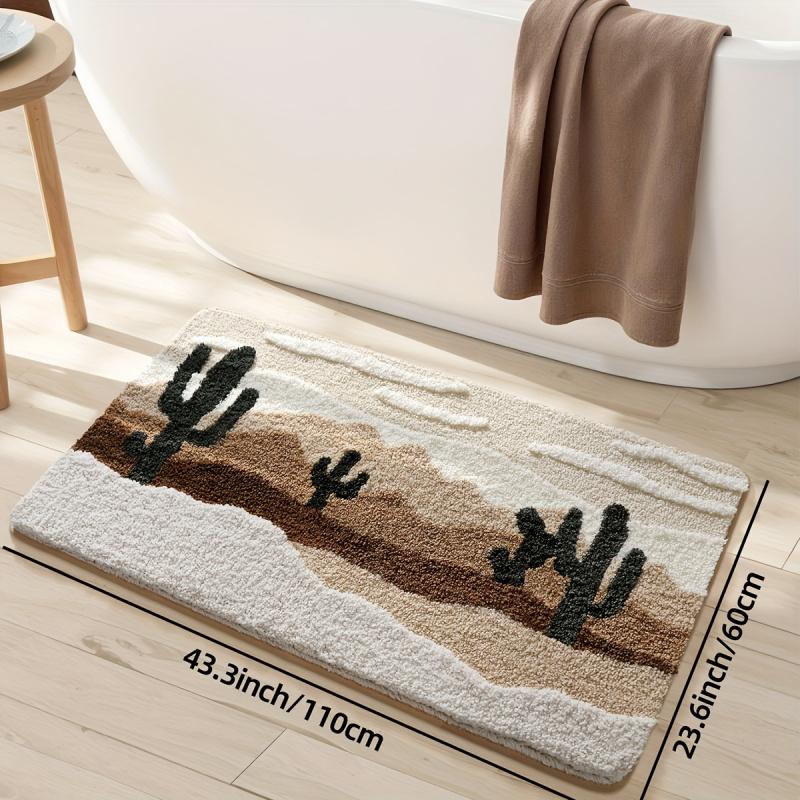 Cartoon Cactus Imitation Cashmere Rug Absorbent Non-Slip Bathroom Mat Bathtub Foot Mat Entrance Doormat Home Decor