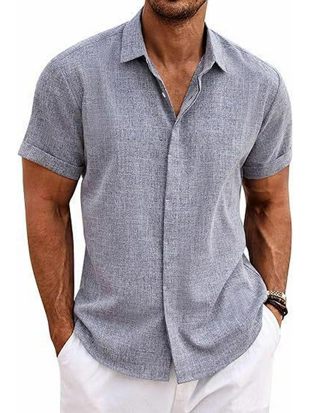 

2024 Men s Casual Short Sleeve Button-Down Beach Shirt XXXXL