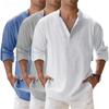 Streetwear Men Lightweight Shirts Long Sleeve Henley Cotton Linen Shirts for Men Beach Hawaiian Shirts Breathable Collar Tshirts
