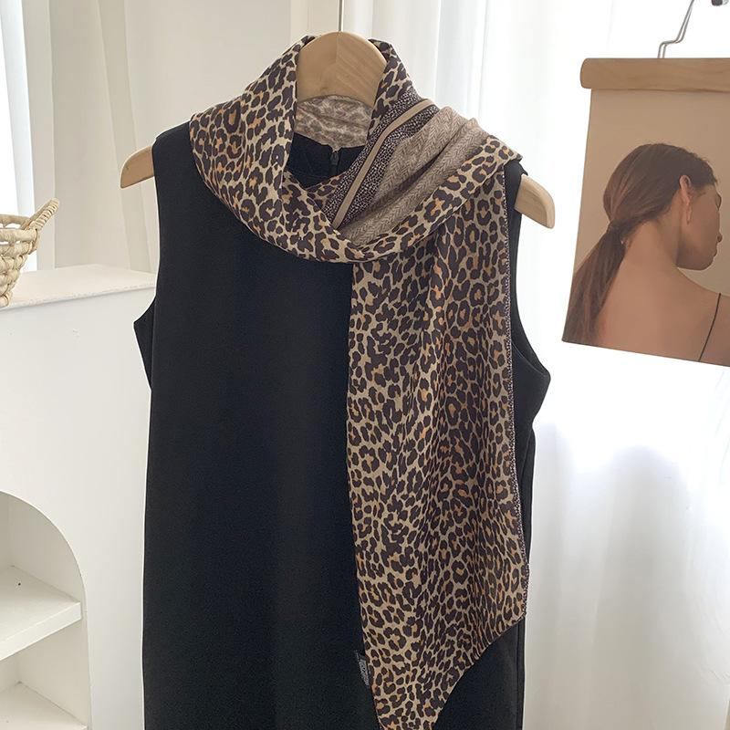 Silk scarf long strip high-end new cashew flower versatile temperament scarf with shirt silk scarf streamer belt
