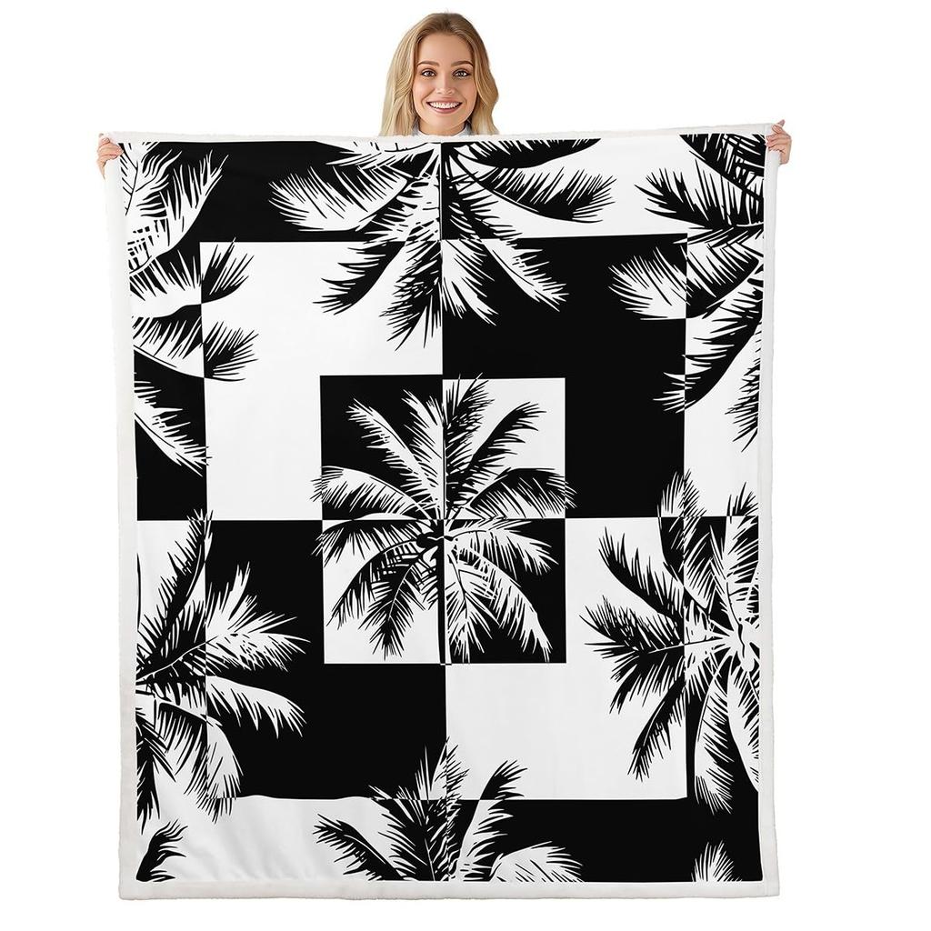 Tropical Palm Leaves Throw Blanket Ultra Soft Warm Lightweight Cozy Plush Blanket for Bed Chair Car Sofa Couch Bedroom Dorm
