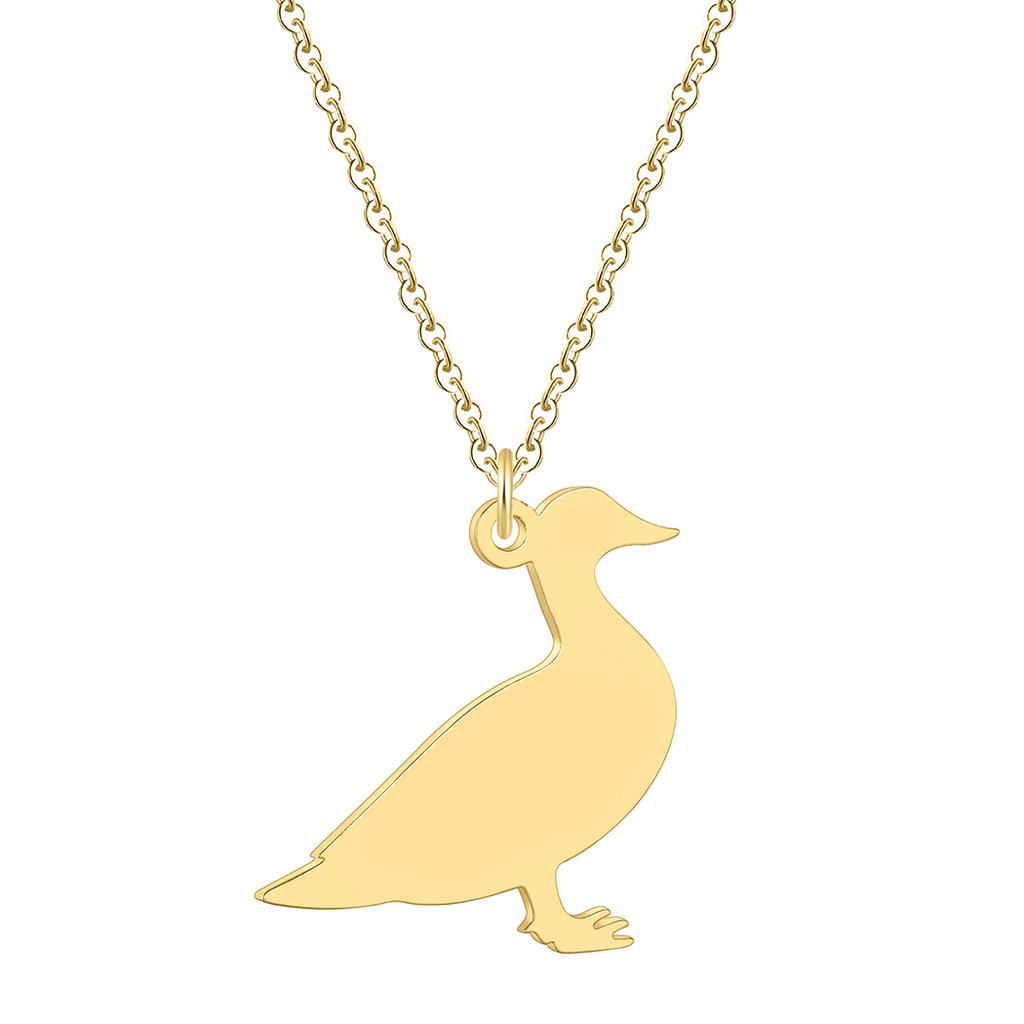 Kinitial Stainless Steel Duck Charm Necklaces Animal Jewelry Cute Bird Pendant Necklace For Women Girl Birthday Gift Wholesale