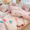 Washed Cotton 4Pcs Set, Spring And Autumn 1.8M Bed Sheet Double Quilt Set 3Pcs Home Textile