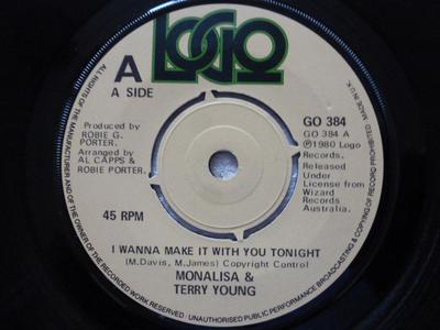 7inch Record MONA LISA YOUNG & TERRY YOUNG - I Wanna Make It With You Tonight GO384 Logo 1980 UK Soul/Funk Used