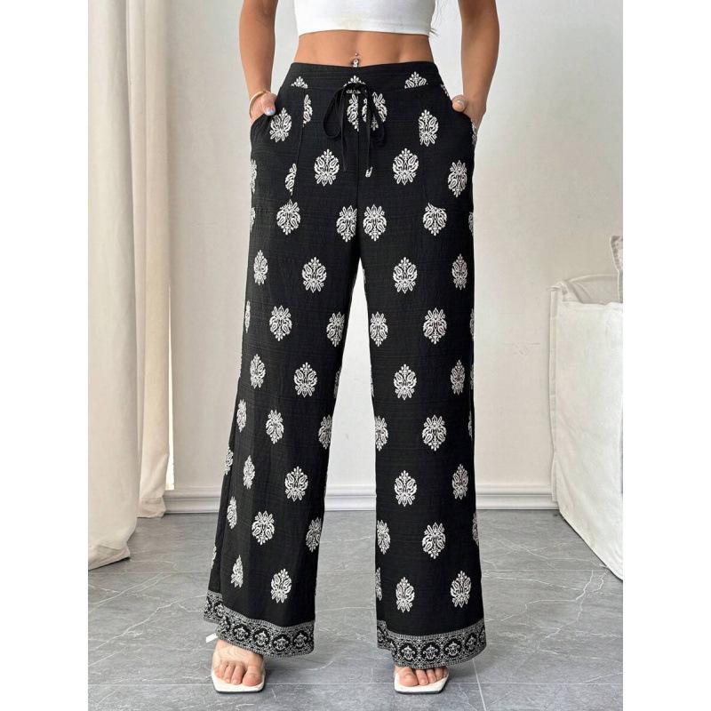 

Wide-Leg Cotton and Linen Women s Pants XXS