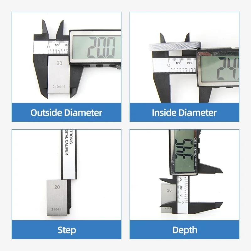 Pachimetru digital Caliper Plastic Vernier Calipers Instrumente pentru prelucrarea lemnului Grosime Ecartament Instrument de măsurare Calibru Riglă electronică