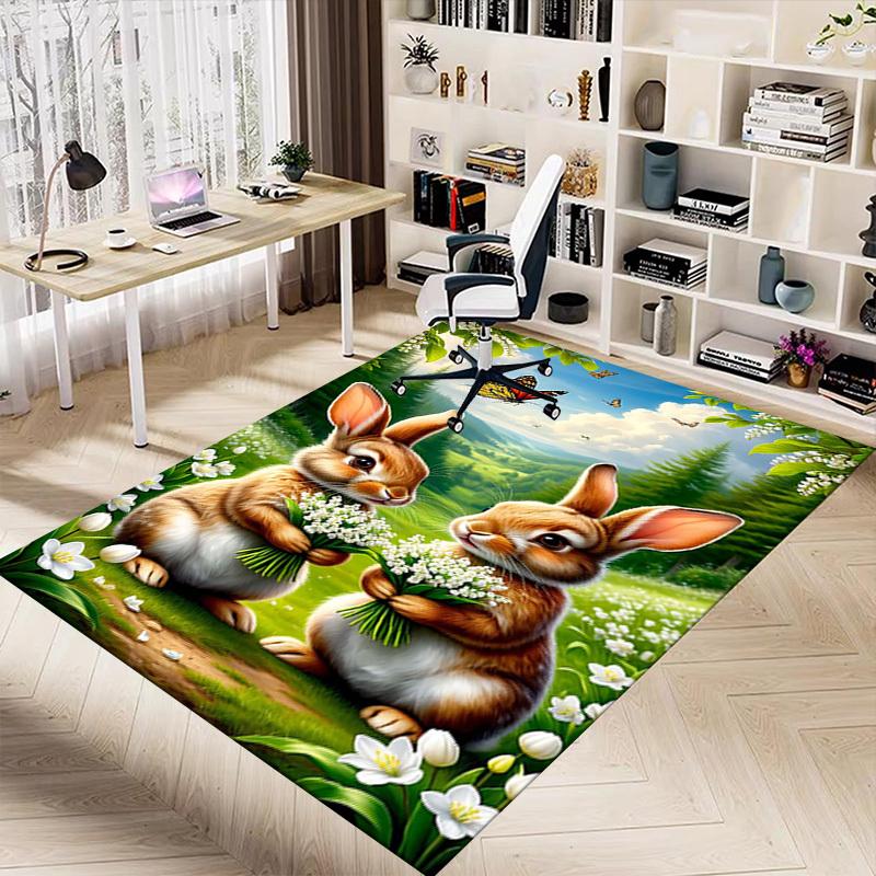 1PC Bunnies Flowers Extra Large Non-Slip Floor carpet, Office, family, bedroom, Studio - Large Area Rug,Longlasting Material-K0329