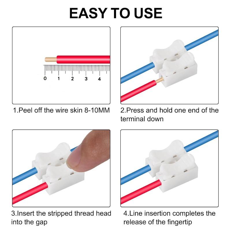50pcs 2 Pole Quick Splice Lock Wire Connectors Chandelier Terminals Electrical Cable Terminals For Safe Splicing Into Wire