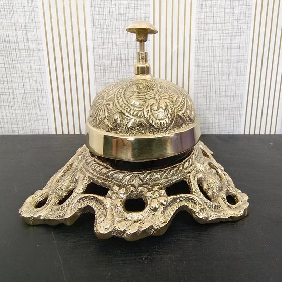 Decorative Brass Counter Bell, Engraved Shop Service Bell, Ornate Restaurant Call Bell, Style Concierge Bell, Front Desk Accessory
