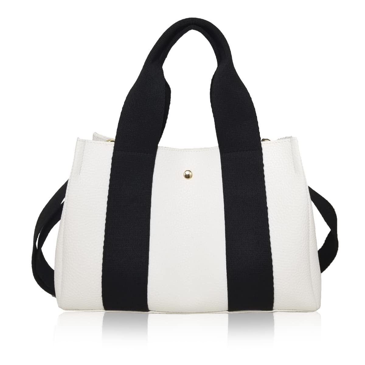 

Gisele Mini Tote Shoulder Crossbody PU Perfect for or Casual Large White x Black Women s 2-Way Bag, Bag, Leather, Commuting, School, Use, Capacity,