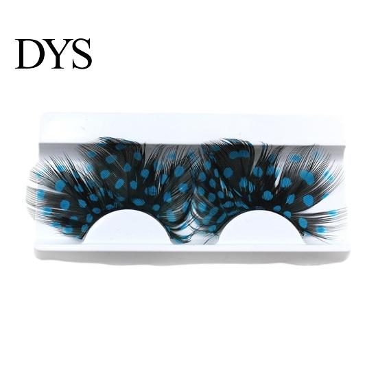 Natural & Dense Fake Lashes 1 Pair 3D Colorful Blue Color Artificial Feather Eyelash Extensions Eyelashes Extension Party Makeup for Halloween Cosplay