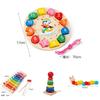 Wooden Baby Clock Caterpillar Small Round Bead Rainbow Tower Toy For Early Learning