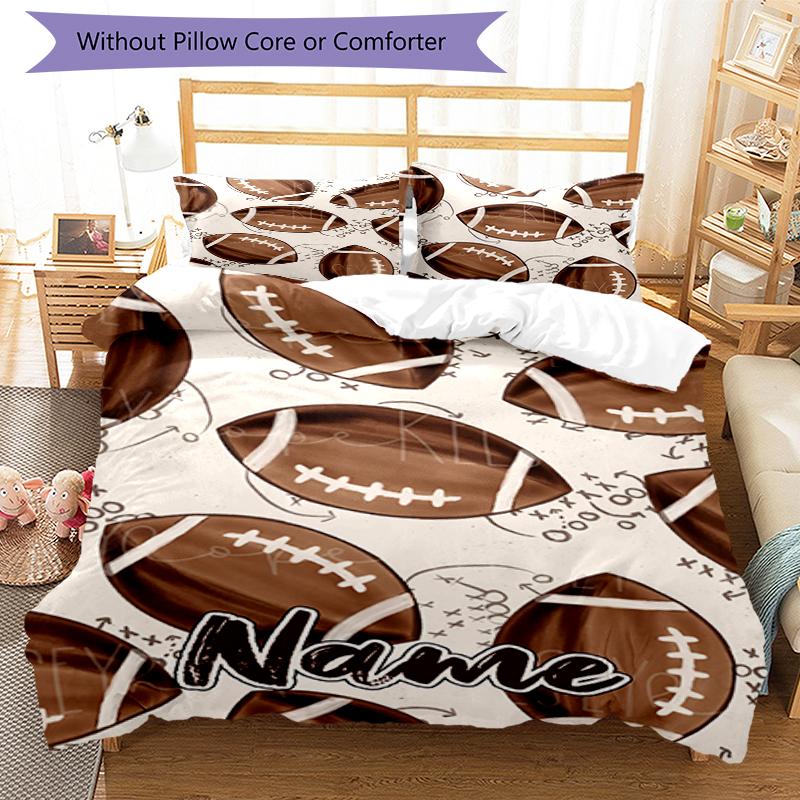 3pcs Custom Name American Football Bedding Set Duvet Cover Closure Includes 1 Duvet Cover & 2 Pillowcases, Soft and Comfortable for All Seasons.