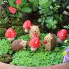 7pcs Cute Animal Sculpture Cartoon Garden Miniatures Figurine Hedgehog Mushroom Statue  Office