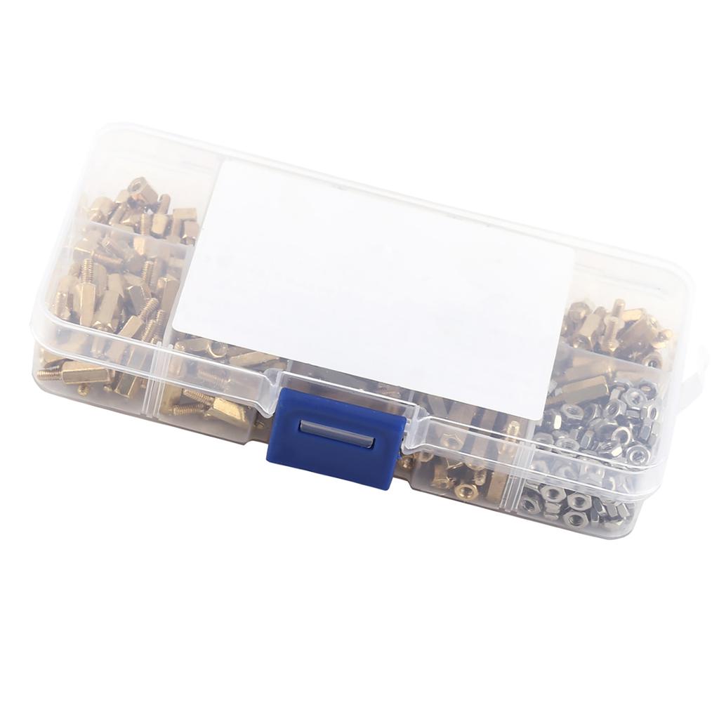 360pcs M2.5 Brass Male Female Standoff and Stainless Steel Hex Nuts Assortment In Box
