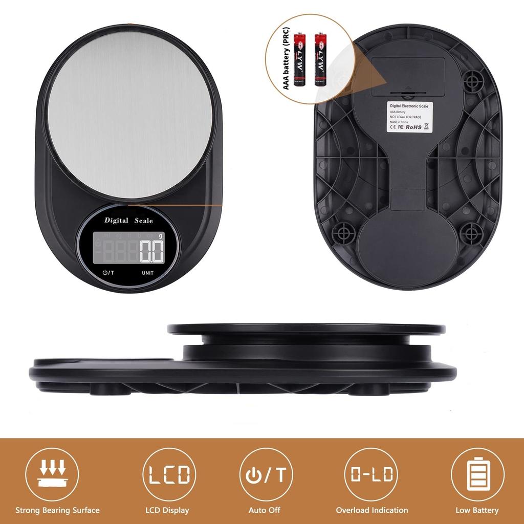 Stainless Steel 2KG Benchtop Scale Accurate To 0.1G Kitchen Electronic Mini Bakery Food Scale Household Small Weigher