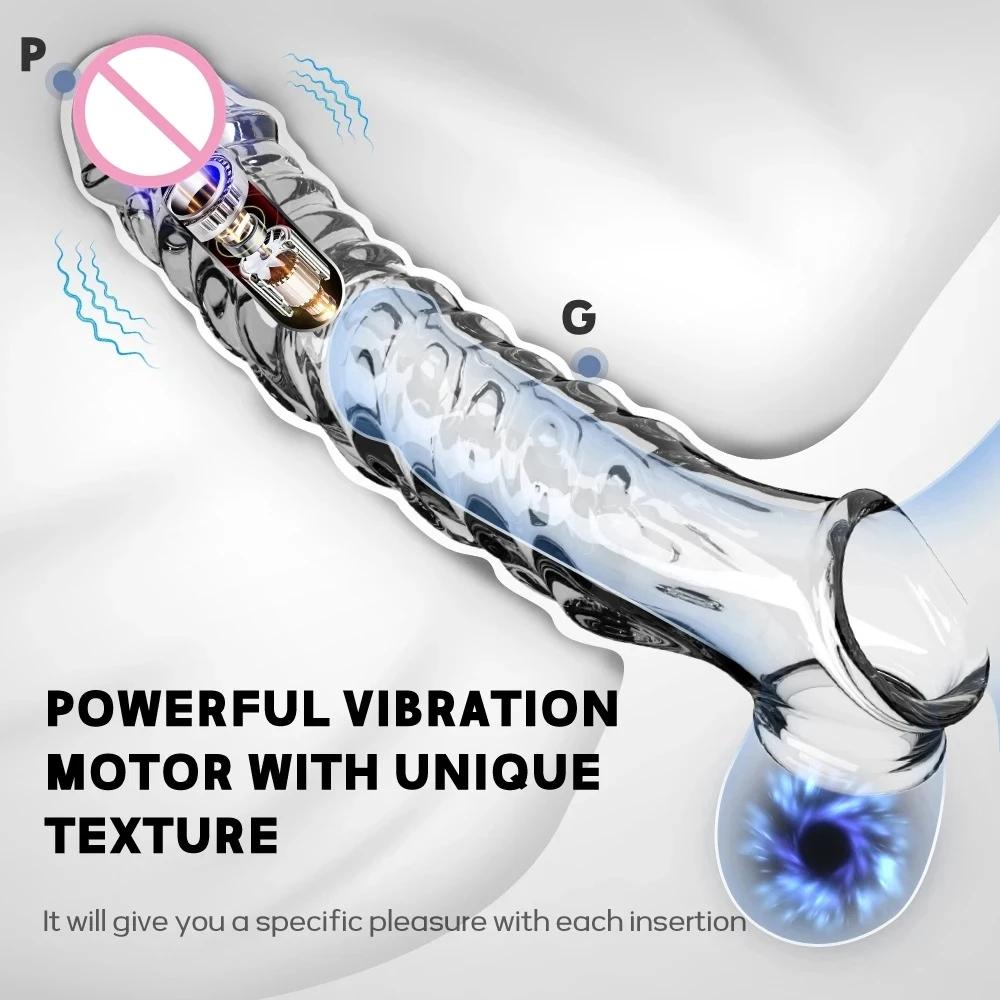 Penis Extension Sleeve Vibrator Extender 8cm Reusable Condoms Soft Delay Ejaculation Dick Sleeve Adult Sex Toys For Men Women
