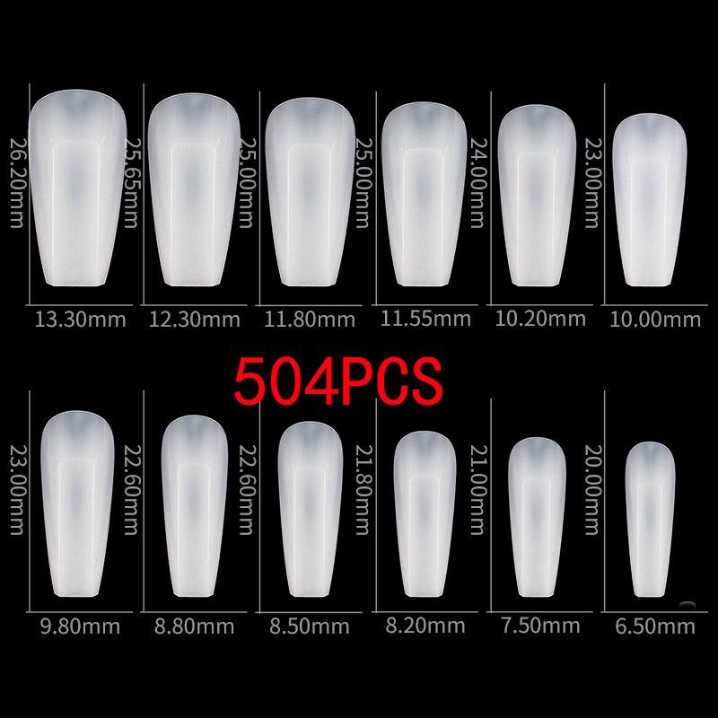 504pcs Quick Modeling Nail Extension Tips 12 Different Sizes Of Square Side Nail UV Generator Nail Extension Tool