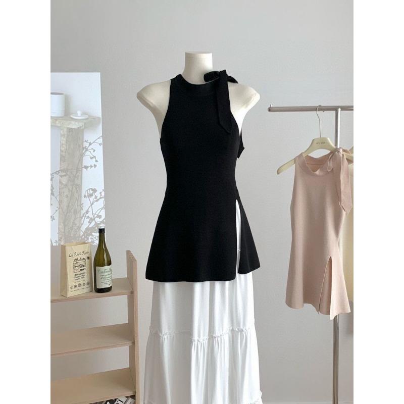 

Французское офисное женское мини-платье Y2k для женщин, облегающее платье с бантом и разрезом, вечернее элегантное винтажное платье, лето 2024, новинка S чёрный