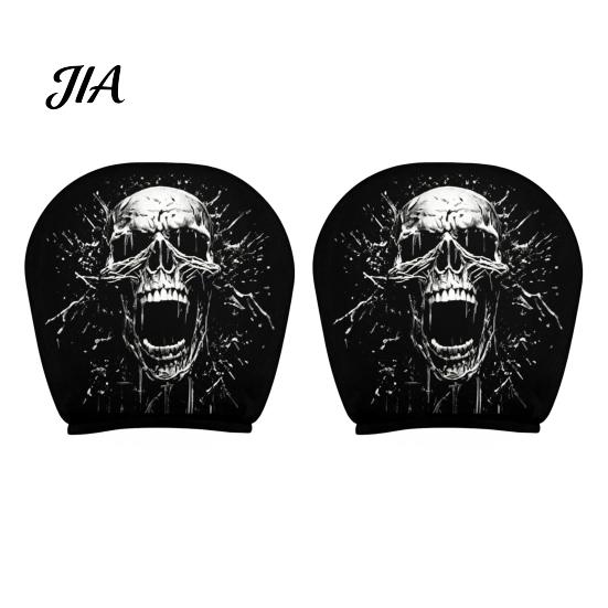 Spooky Auto Interior Accessories 2Pcs Funny Car Headrest Covers, Scary Faces Universal Fit Sleeve Seat Protectors, Breathable Soft Skin Friendly Cover
