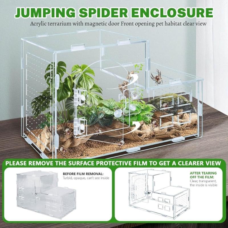 Reptilien Terrarium für Springspinnen Schlange Mit Klarem Beobachtungsdesign Und Sicheren Befestigungen Für Amphibien Lebensräume Box