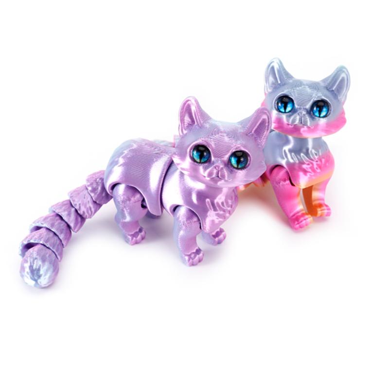 3D Printed Cute Cat Model Toys Sphynx Cat Ornament Realistic Hairless Figurine with Movable Joint Children's Funny New Year Gift